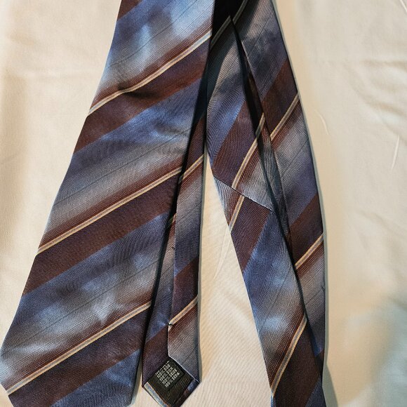 Beverly Hills Polo Club Necktie Blue Brown Stripe Pattern Men's Neck Tie 57x3.5" - Picture 1 of 4